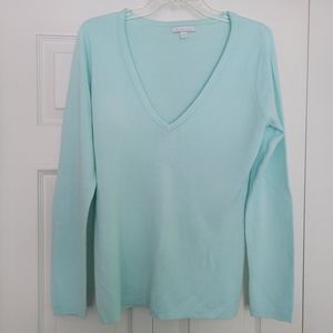 Light Teal V-Neck Sweater